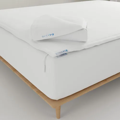 Vista 10 de QuickZip Paquete de Repuesto Fitted Plus: 1 Sábana Bajera (Base + Sábana con Cremallera) y 1 Sábana con Cremallera - Fácil de Cambiar, No se Sale