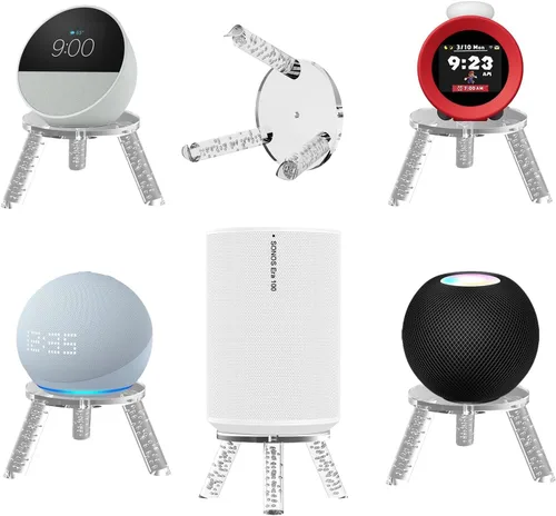 Vista 8 de Soporte de altavoz de escritorio para Echo Spot 2024, Echo Dot, Echo Glow, HomePod mini y Sonos Era 100, alarma de reloj de sonido Nintendo, soporte