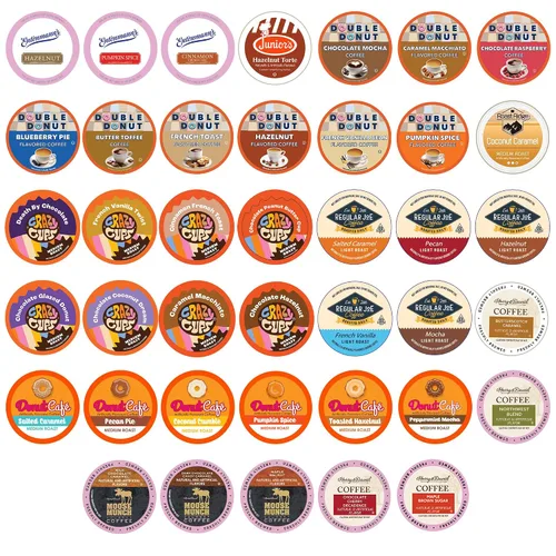 Vista 10 de Crazy Cups Paquete variado de cápsulas de café descafeinado con sabor compatibles con cafeteras Keurig K Cup, 40 unidades, muestras de café