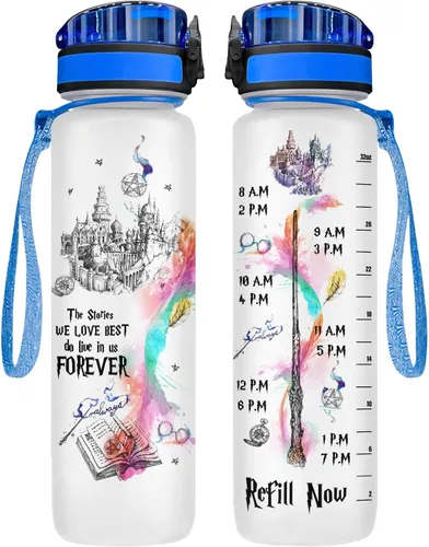 Vista 17 de 34HD Axolotl - Botella de agua de 32 onzas, bonita botella motivacional para mujer, botella de gimnasio con marcador de tiempo, regalo