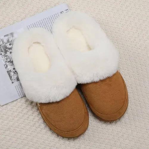 Vista 2 de NineCiFun Pantuflas de casa de gamuza para mujer y hombre, pantuflas mullidas con forro de piel sintética para interiores y exteriores, zapatos
