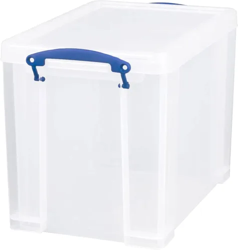Vista 2 de Really Useful Box - Contenedor de almacenamiento apilable de plástico de 19 litros con tapa de presión y asas con clip de bloqueo incorporado