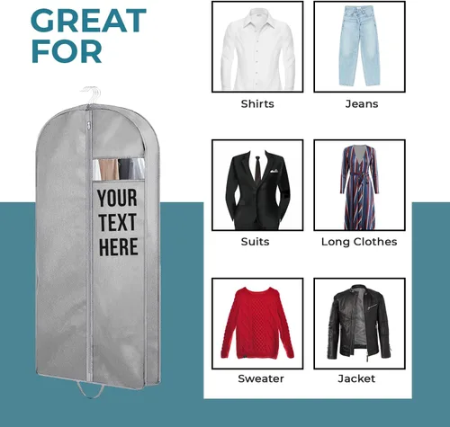 Vista 10 de Personalized Passion Bolsas de ropa para hombres y mujeres, tamaño perfecto de 60 pulgadas, funda de traje para viajes y almacenamiento, bolsa