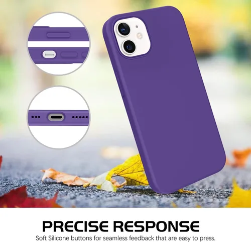 Vista 3 de DOMAVER for iPhone 12/12 Pro Case Smooth Liquid Silicone Soft Gel Rubber Microfiber Lining Cushion Protective Cover Compatible with iPhone 12/12