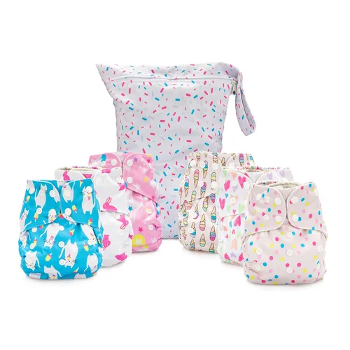 Vista 15 de Simple Being Pañales de tela reutilizables, doble refuerzo, talla única, lavables, suaves, absorbentes, impermeables, ecológicas, unisex, para bebé