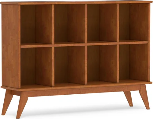 Vista 21 de SIMPLIHOME Draper - Estantería de madera maciza de 64 pulgadas de alto Rubio