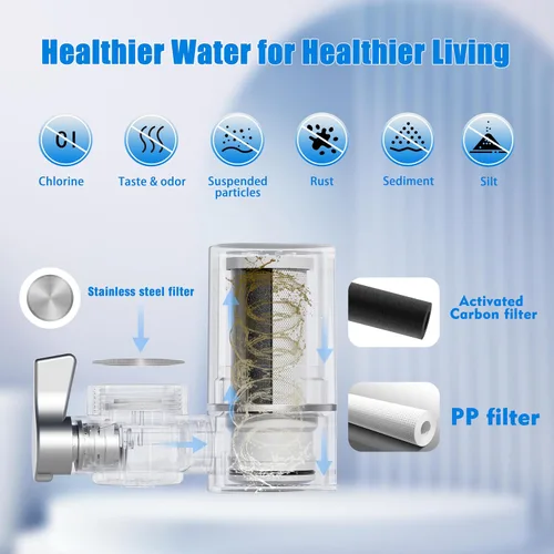 Vista 2 de Vortopt Filtro de grifo, certificado NSF, sistema de purificación de agua de alta eficiencia de 400 galones, eliminación rápida del 99% de cloro