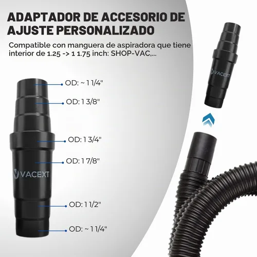 Vista 2 de Kit de adaptador de accesorio de vacío - Adaptador de manguera de vacío - Suministro de piscina Conector de mangueras de 1-1/4" o 1-1/2" - Adaptador
