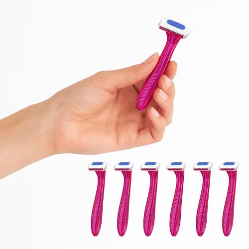 Vista 7 de Paquete de 2 maquinillas de afeitar de bikini – Total 6 piezas – Afeitadoras desechables reutilizables para el área del bikini de mujer – Ideal