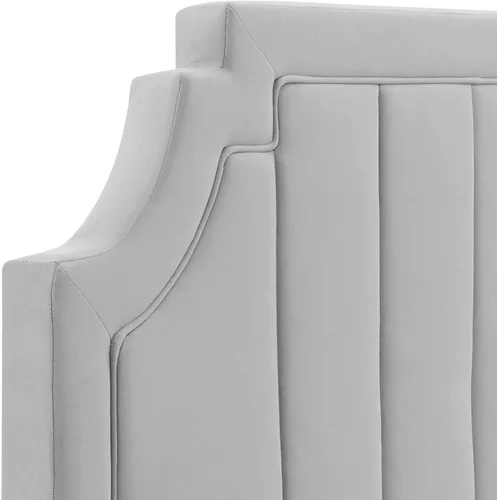 Vista 6 de Modway Alyona - Cabecera capitoné de terciopelo de alto rendimiento, color gris claro