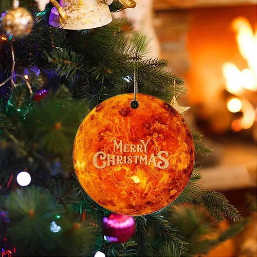 Vista 3 de Cheyan Divertido planeta galáctico cósmico adorno de porcelana de Navidad decoraciones para el hogar colgantes de Navidad órbita planetaria árbol