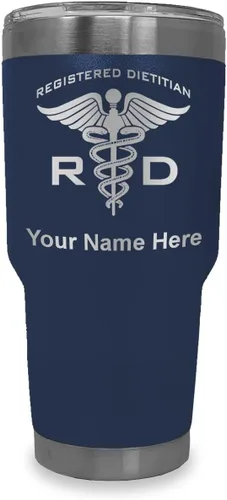 Vista 32 de LaserGram Vaso aislado al vacío de 20 onzas, dietista registrado RD, grabado personalizado incluido (negro)