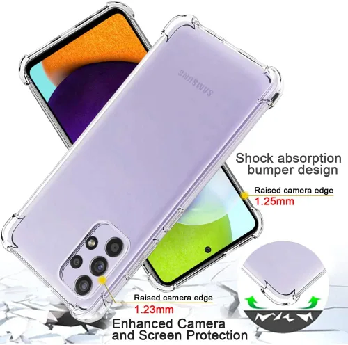 Vista 8 de Funda para Samsung A52, Galaxy A52 5G con protector de pantalla, a prueba de golpes, transparente, delgada, suave, de silicona TPU protectora