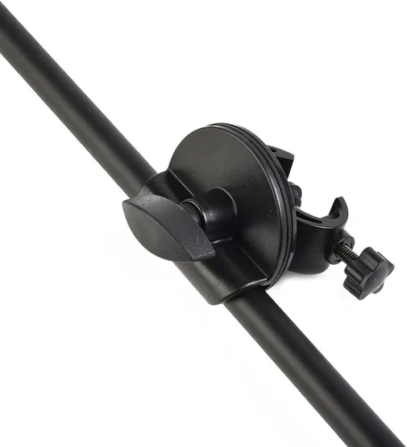 Vista 5 de Soporte de micrófono giratorio con clip de micrófono y soporte para teléfono, soporte de extensión de 21.7 in para montaje en trípode, ajustable