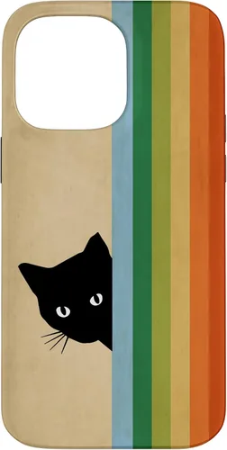 Vista 21 de Black Kitty Cat - Retro Vintage Rainbow Phone Case for iPhone 17