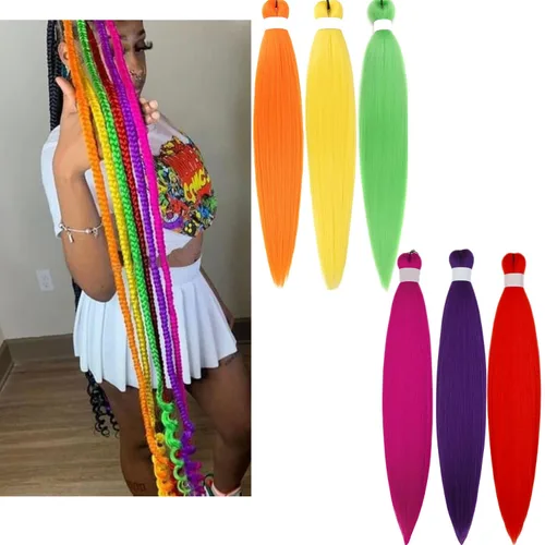 Vista 56 de Cabello trenzado para niños preestirado de 16 pulgadas, color negro para niños, trenzas sin nudos
