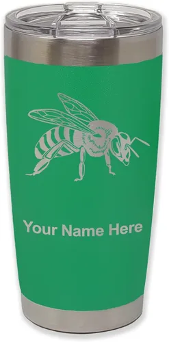 Vista 18 de LaserGram Vaso aislado al vacío de 20 onzas, abeja miel, grabado personalizado incluido (negro)