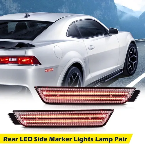 Vista 9 de CHEDA Par de luces LED de marcador lateral delantero y trasero compatible con Chevy Camaro LS, LT, SS, Z/28, ZL1, lente transparente 2010-2015