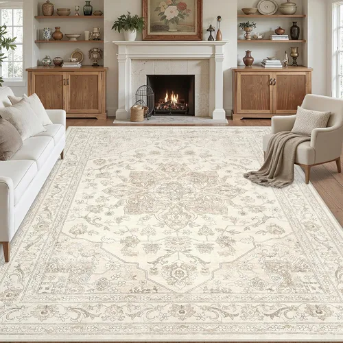 Vista 28 de Alfombras de área 8x10 Sala de estar: Dormitorio Alfombra Lavable Beige