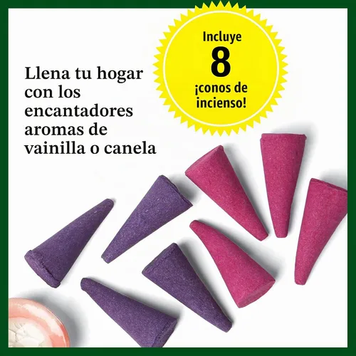 Vista 5 de Quemador de incienso con diseño de cabaña campestre en Navidad con humo de chimenea