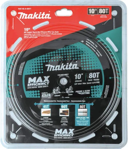 Vista 4 de Makita B-66977 Hoja de sierra ingletadora de máxima eficiencia con punta de carburo 80T de 10