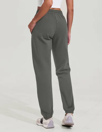 Vista 4 de Pinspark Pantalones deportivos con forro polar para mujer, para invierno y otoño, pantalones deportivos casuales holgados con bolsillos