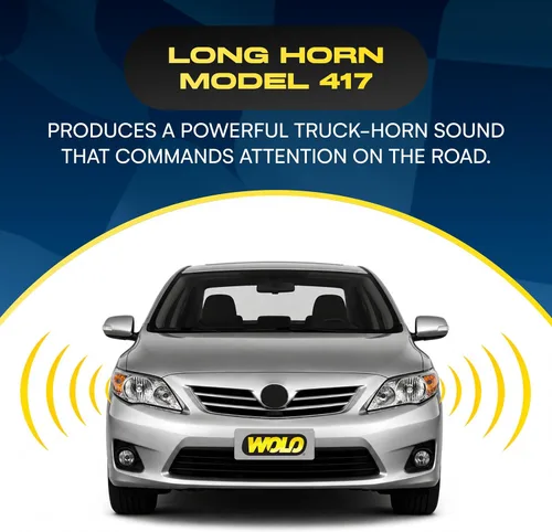 Vista 2 de Wolo (417) largo cuernos Big Rig – 12 Volt, bajo y sonido de alta tono