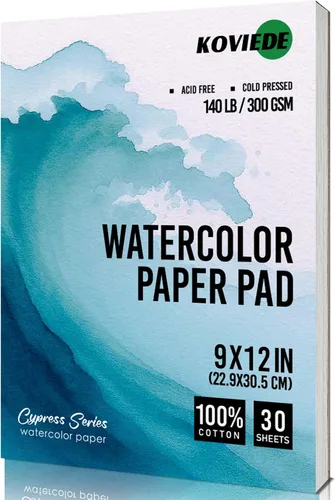 Vista 8 de KOVIEDE Bloc de papel de acuarela de 9 x 12 pulgadas (20 hojas), papel de acuarela de 140 libras/300 GSM, cuaderno de bocetos prensado en frío
