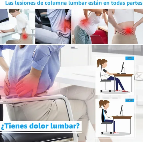 Vista 2 de Almohada de apoyo lumbar para silla de oficina, respaldo de espuma viscoelástica para silla, asiento de automóvil, silla de computadora, sillón