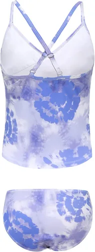 Vista 2 de Traje de baño tankini para niñas traje de baño de dos piezas hawaiano con teñido anudado para niños y niñas de 3 a 16 años