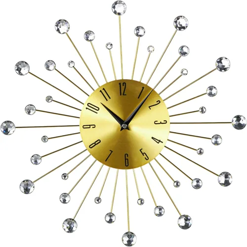 Vista 9 de Deco 79 Reloj de pared de metal Starburst con detalles de cristal, 15" x 1" x 15", cobre