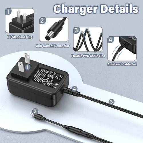 Vista 7 de Cargador de 18 V compatible con altavoz Echo de 3ª 4ª generación con Alex