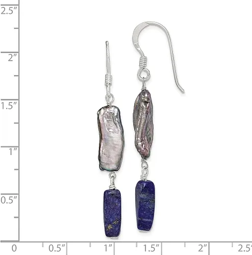Vista 4 de Plata de ley 925, perla, cultivada en agua dulce, color gris lapislázuli, colgante, gota de piedra natural, joyería fina para mujer, regalos
