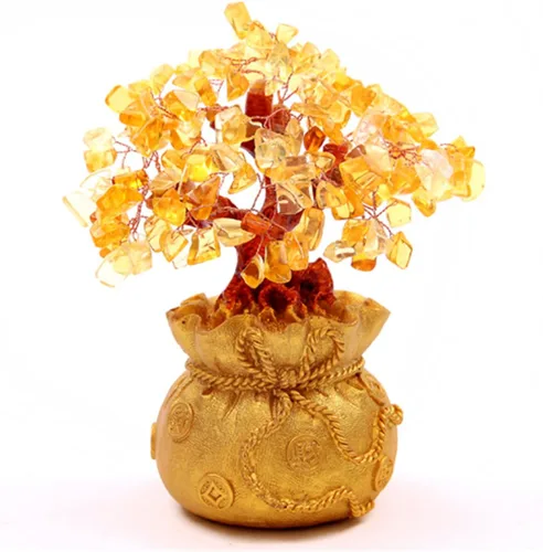 Vista 9 de Feng Shui HN130 - Árbol de dinero de cristal verde natural para la riqueza y la suerte
