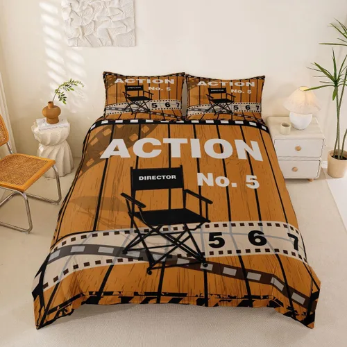 Vista 14 de Homewish Theater Cinema Poster Duvet Cover Set Twin Size,Retro Movie Bedding Sets 2Pcs for Kids Girls Boys Teens Room Decor,Popcorn Comforter Cover