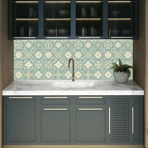 Vista 3 de CHGCRAFT 36 calcomanías de azulejos bohemios de 4x4 pulgadas, calcomanías impermeables desmontables de PVC para azulejos de pared, calcomanías