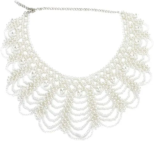 Vista 6 de LEYSTARE Collar de gargantilla RBG con cuentas de perlas desmontables y collar falso para mujer Plástico no conocido