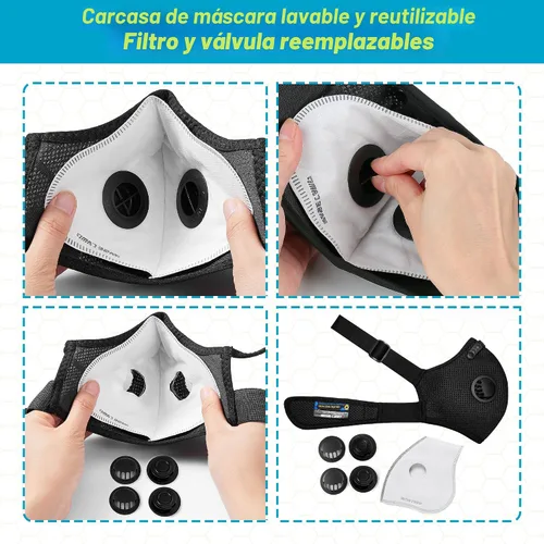 Vista 7 de BASE CAMP M PRO Máscara contra polvo, Máscara respirador reutilizable cómoda para todo el día, diseño de correa de cabeza en forma de L, máscara