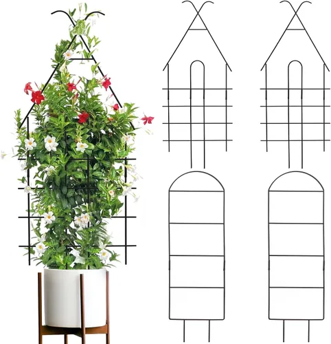 Vista 14 de ZOUTOG Paquete de 9 enrejados para plantas trepadoras al aire libre de 15 pulgadas, enrejado de jardín de metal inoxidable para plantas en maceta