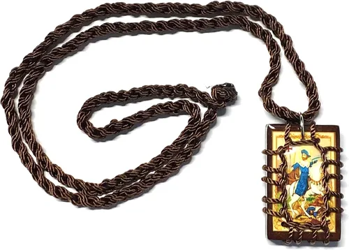 Vista 2 de St James Collar Escapulario de Madera Marrón Escapulario Negro Madera San Santiago Collar, Madera, No es una piedra preciosa