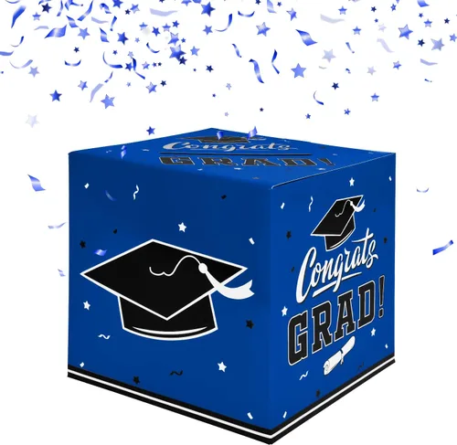 Vista 7 de Gatherfun Decoraciones de Graduación 2026 Caja de Graduación Caja de Tarjetas de Graduación para Regalo de Graduación Favores de Fiesta de Azul