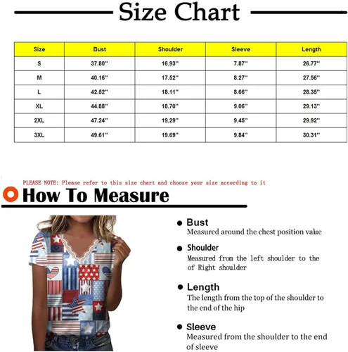 Vista 2 de Plus Size Tops Teen Girls Independence Day Home Wide Sleeve Trendy Super Soft Comfort Deep T Shirt Women