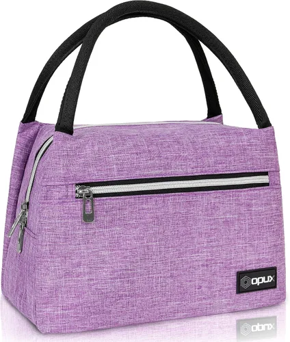 Vista 10 de opux Bolsa de almuerzo para mujer, lonchera aislada tipo tote para niñas, para el trabajo y la escuela de adultos, pequeña bolsa enfriadora