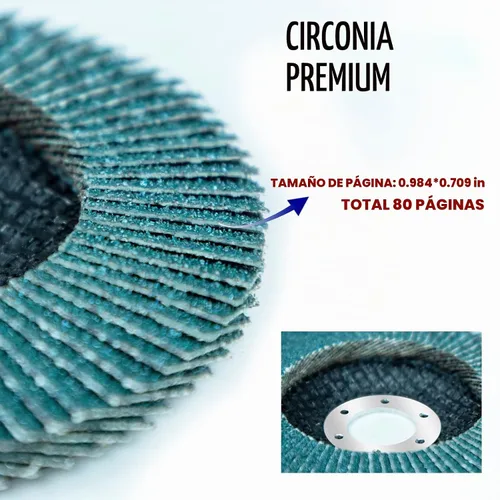 Vista 4 de Sali Paquete de 10 Discos de Láminas de Circonia Grano 40 de 4.5" x 7/8 Pulgadas Disco de Lijado Tipo Bisel #29 Grado Premium e Industrial Rueda