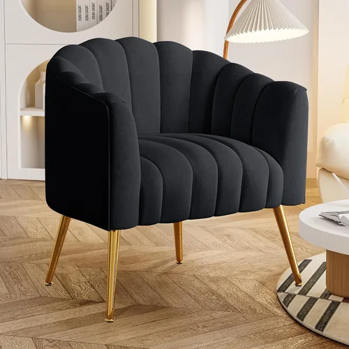 Vista 13 de Dewhut Silla de Acento de Sofá con Forma de Calabaza de Tamaño Grande, Sillas Tipo Barril Modernas y Cómodas Tapizadas en Terciopelo, Sillón