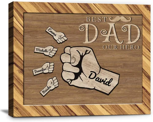 Vista 17 de Eternalart Regalos únicos para papá, abuelo, esposo de hija, hijo, esposa, impresiones en lienzo personalizadas con nombres de niños para padre