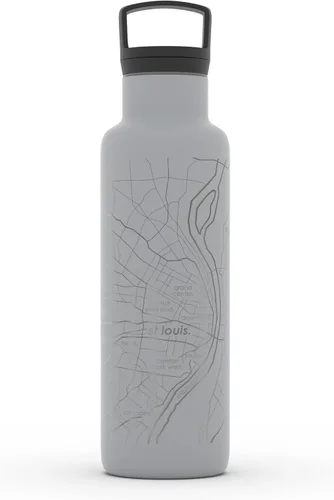 Vista 102 de Well Told Botella de agua aislada con mapa de Washington DC grabado, botella de acero inoxidable grabada (21 onzas, blanco) botella aislada de mapa
