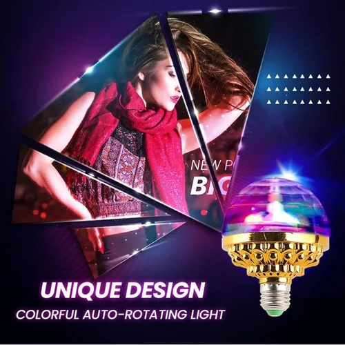 Vista 2 de Luz de bola mágica giratoria colorida, luces de fiesta, bola de discoteca, bombilla con forma de bola de discoteca de espejo, bombilla mágica