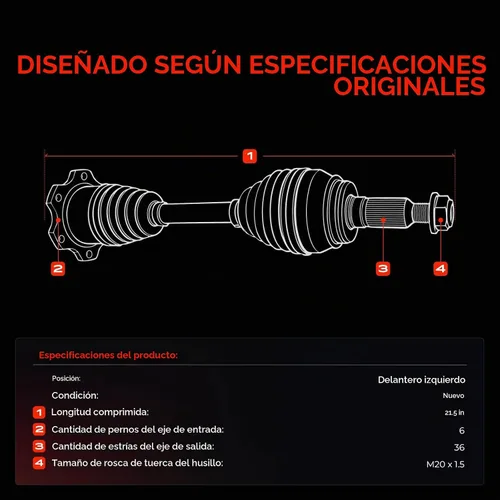 Vista 3 de A-Premium - Conjunto de eje CV del lado del conductor delantero izquierdo