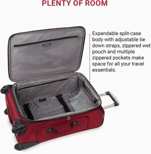 Vista 5 de SwissGear - Equipaje suave expandible Sion con ruedas, Borgoña